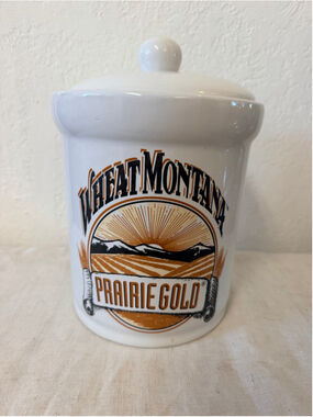 Vintage Wheat Montana Prairie Gold Canister Cookie Jar With lid